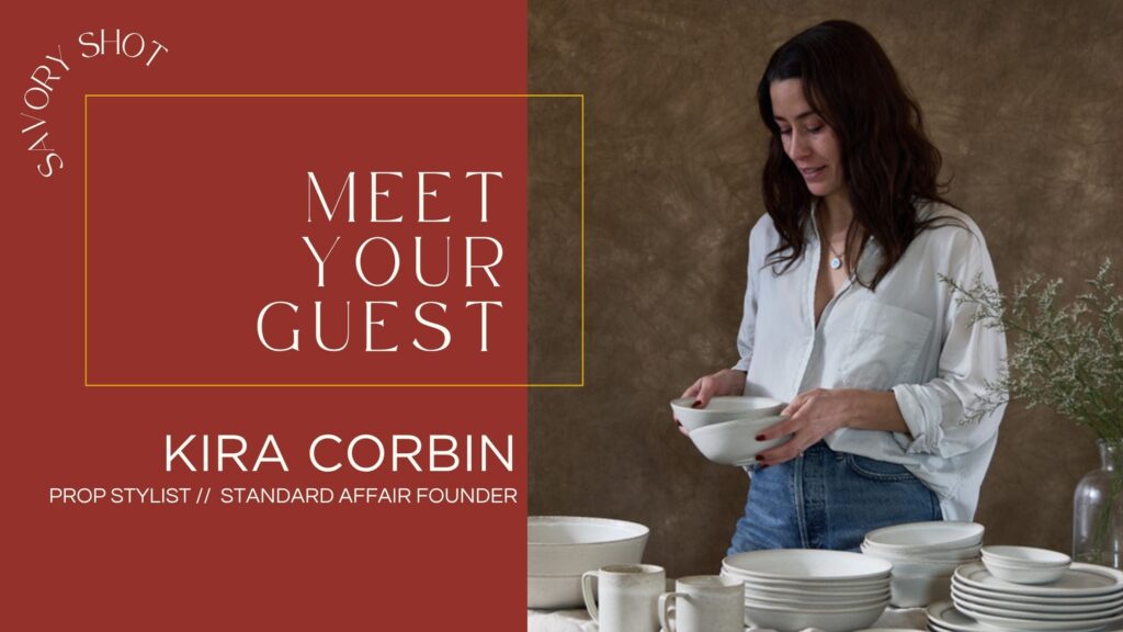Kira Corbin holding ceramic bowls, featured on Meet Your Guest segment of The Savory Shot Podcast, Episode 064.