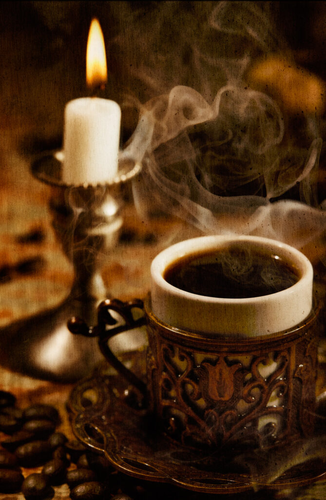 Steam story in beverage photography – cup of coffee with rising steam