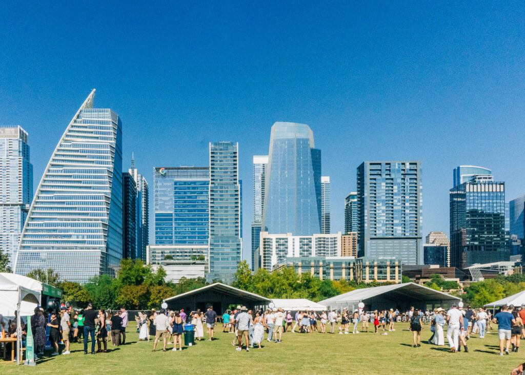Smoky barbecue on open fire at Austin Food & Wine Festival fire pit