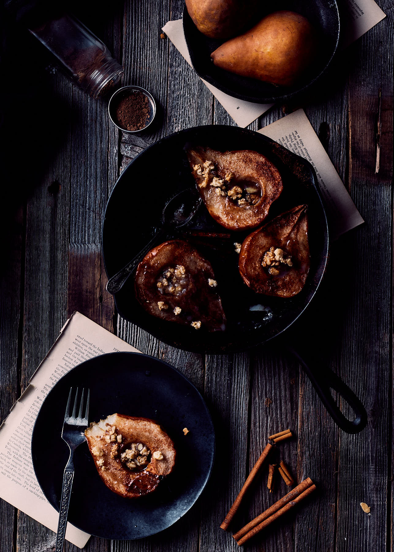 flat lay of maple baked pears